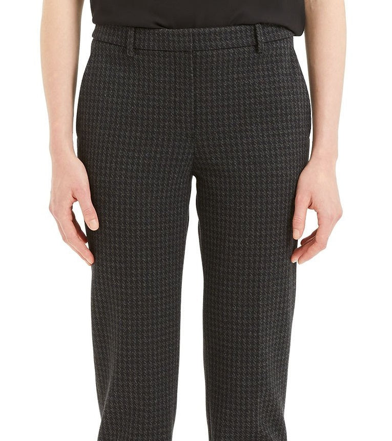 Theory Women's Knit Twill Houndstooth Trouser Pants Black Size 2