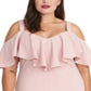 Rachel Roy Women's Cold Shoulder Ruffled Spaghetti Strap Sweetheart Neckline Below the Knee Cocktail Sheath Dress Pink Size 16W