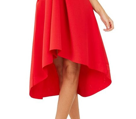 Quiz Women's Stretch Halter MIDI Evening Hi Lo Dress Red Size 4