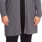 Vince Camuto Women's Studded Shoulder Long Cardigan Gray Size 1X