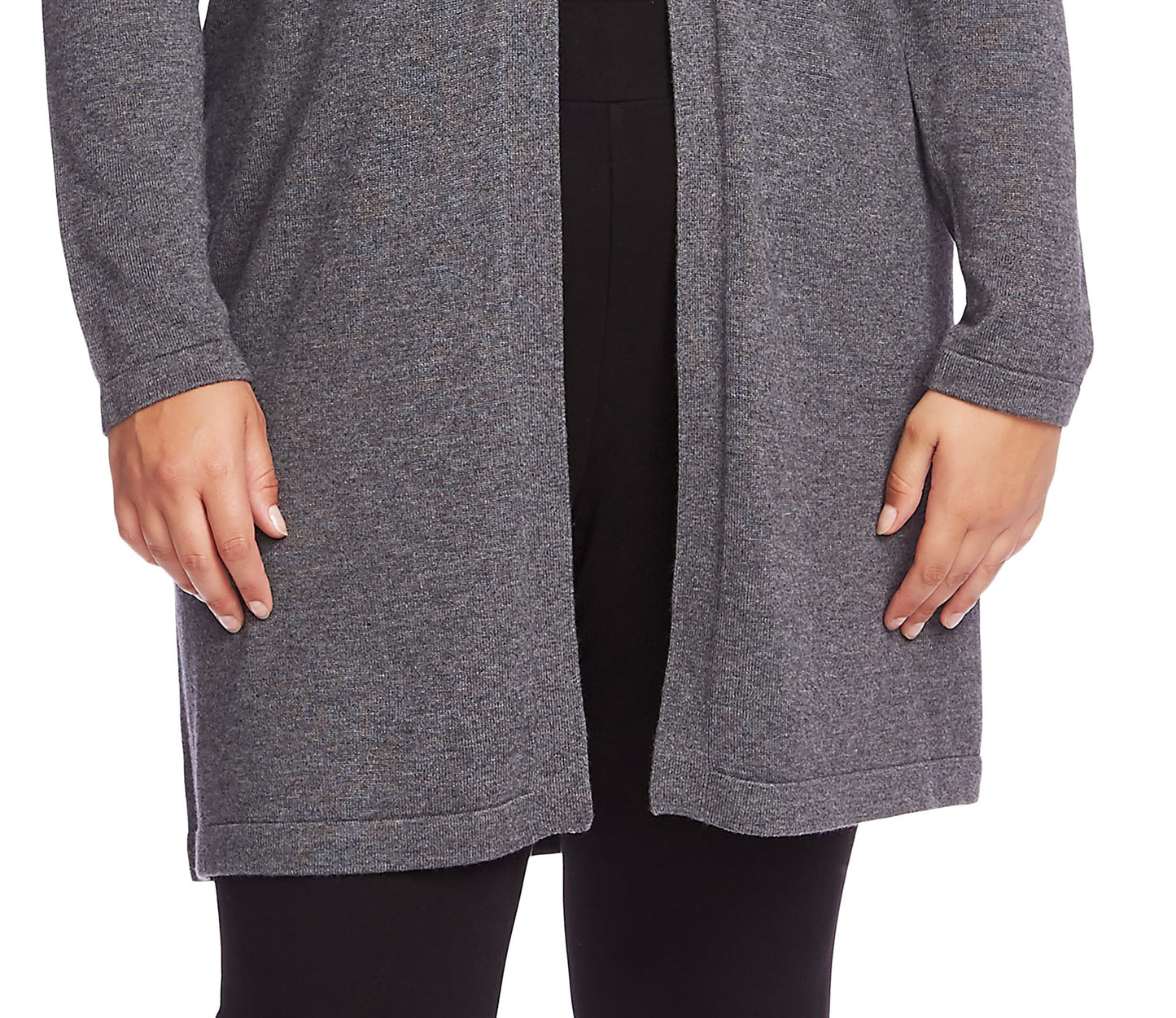 Vince Camuto Women's Studded Shoulder Long Cardigan Gray Size 1X