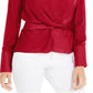 INC International Concepts Women's V Neck Twist Front Blouse Red Size Small