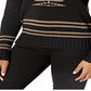 Ralph Lauren Women's Shendya Striped Long Sleeve Crewneck Sweater Black Size Large