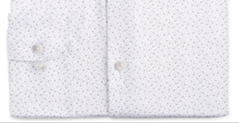 Bar III Men's Classic Regular Fit Stretch Scattered Dot Dress Shirt White Size 17/ 17 1/2 - 34/35