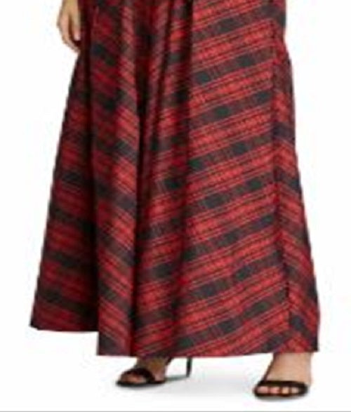 Ralph Lauren Women's Plaid Sleeveless V Neck Maxi Sheath Evening Dress Black Size 2
