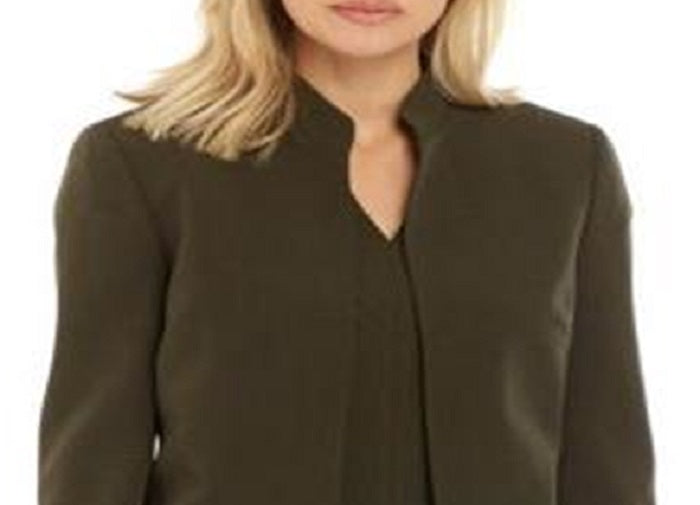 Kasper Women's Stand Collar 3/4 Sleeve Blazer Green Size 14