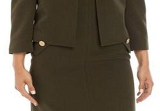 Kasper Women's Stand Collar 3/4 Sleeve Blazer Green Size 14