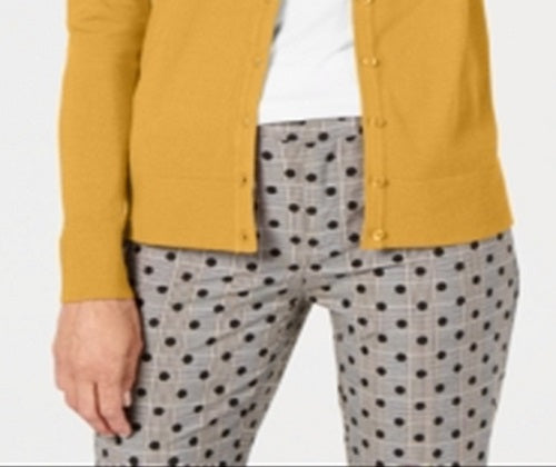 Charter Club Women's Long Sleeve Button Front Cardigan Yellow Size Large