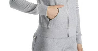 Juicy Couture Women's Robertson Velour Hoodie Track Jacket Gray Size Medium