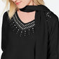 Karen Scott Women's Embellished Sweater with Scarf Black Size Petite XL