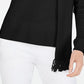 Karen Scott Women's Embellished Sweater with Scarf Black Size Petite XL