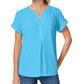Charter Club Women's Split-Neck Cotton Top  Turquoise Seas Blue Size Small