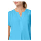 Charter Club Women's Split-Neck Cotton Top  Turquoise Seas Blue Size Small