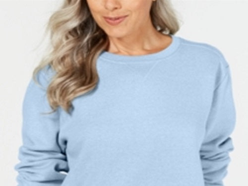 Karen Scott Women's Crewneck Fleece Sweatshirt Blue Size Petite S/M