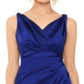Betsy & Adam Women's Dress Satin V Neck Ruched Gown Blue Size 8