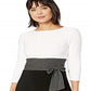 Ralph Lauren Women's Belted 3/4 Sleeve Jewel Neck Tea Length Fit Flare Evening Dress White Size 6