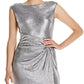 Ralph Lauren Women's Ilianna Metallic Gathered Evening Dress Gray Size 16