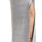 Ralph Lauren Women's Ilianna Metallic Gathered Evening Dress Gray Size 16