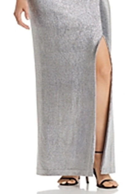 Ralph Lauren Women's Ilianna Metallic Gathered Evening Dress Gray Size 16