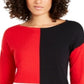 Alfani Women's Colorblocked Dropped Shoulder Top Red Size XX-Large