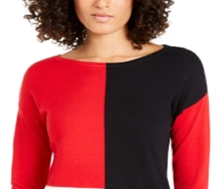 Alfani Women's Colorblocked Dropped Shoulder Top Red Size XX-Large