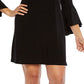 MSK Women's Rhinestone Trim Bell Sleeve Dress Black Size L