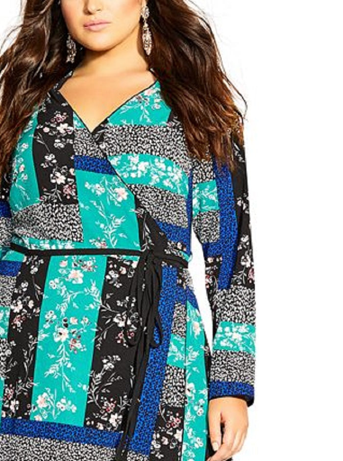 City Chic Women's Patch Dress Green Size Petite Small