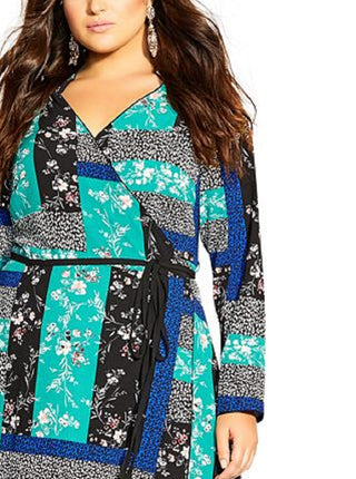 City Chic Women's Patch Dress Green Size Petite Small