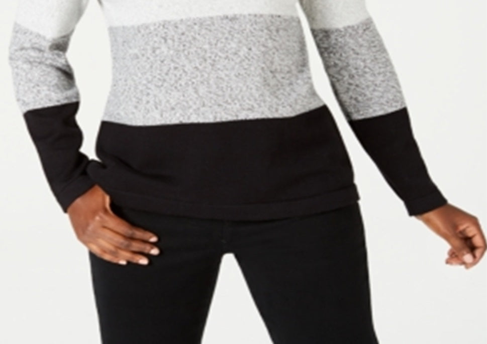 Karen Scott Women's Cotton Striped Sweater Black Size Petite XL