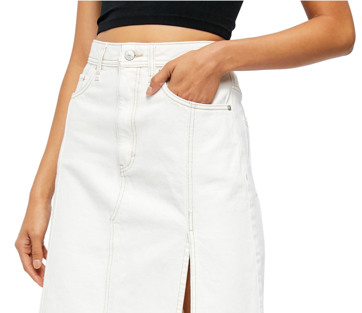 Free People Women's Mambo Denim Skirt White Size 27