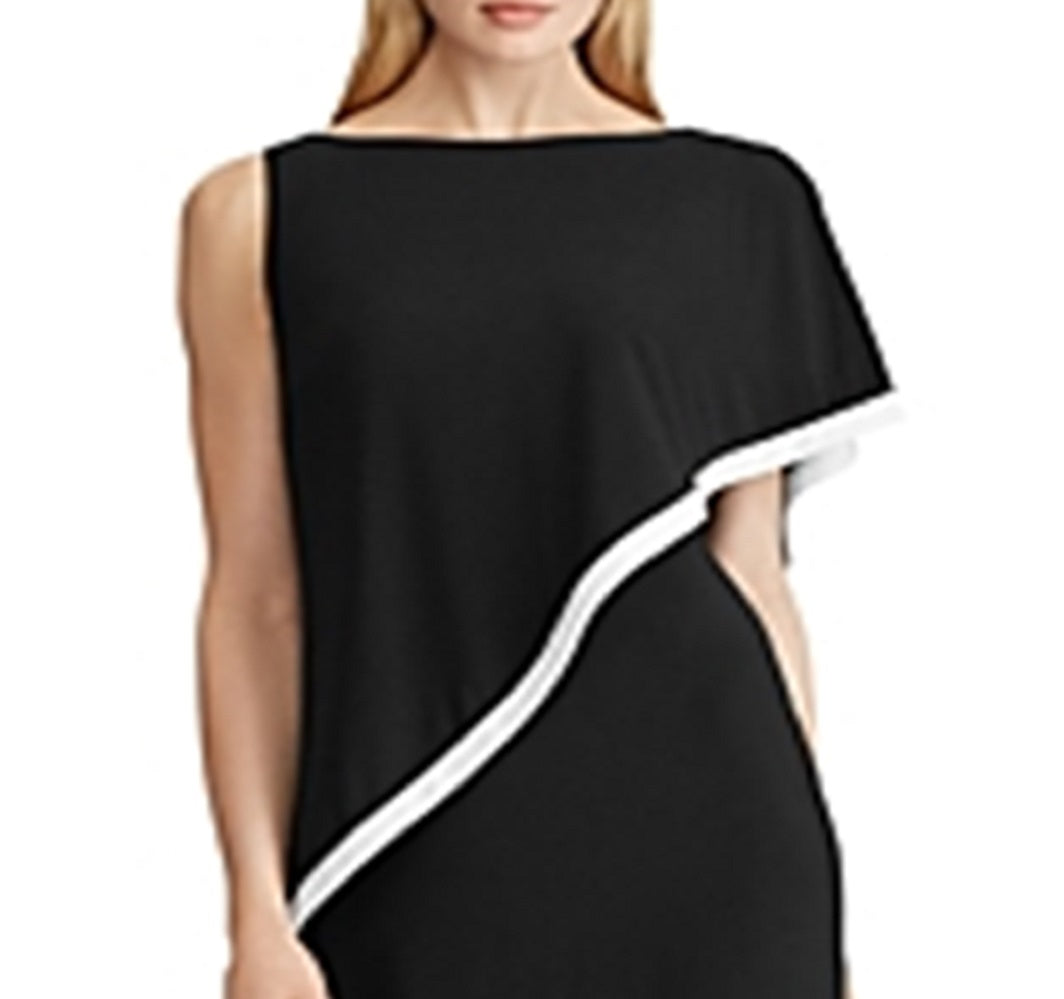 Ralph Lauren Women's Cape Detail Jersey Dress Black Size 18