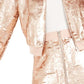 Bar III Women's Sequin Bomber Jacket Rose Gold Size L