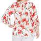 Jm Collection Plus Size Floral-Print Tie-Hem Top White Size 2XL