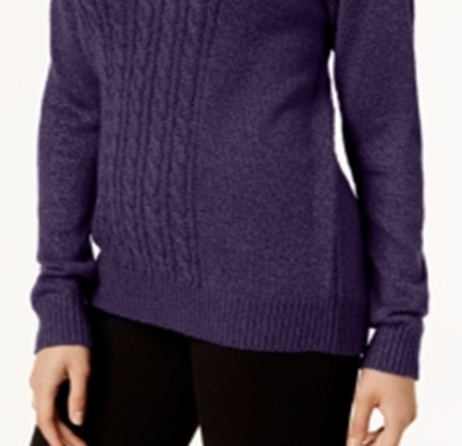 Karen Scott Women's Button Trim Mock Neck Sweater Purple Size XS