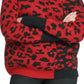 DKNY Women's Colorblocked Leopard Print Sweater Red Size XL