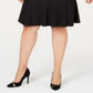 Le Suit Women's Plus Size Three-Button Flared Skirt Suit Black Size 14