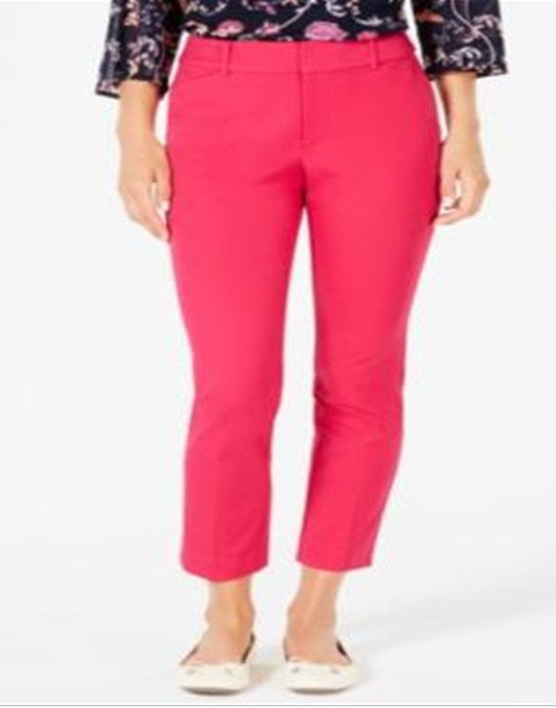 Charter Club Women's Newport Tummy Control Cropped Pants Pink Size 6