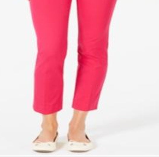 Charter Club Women's Newport Tummy Control Cropped Pants Pink Size 6