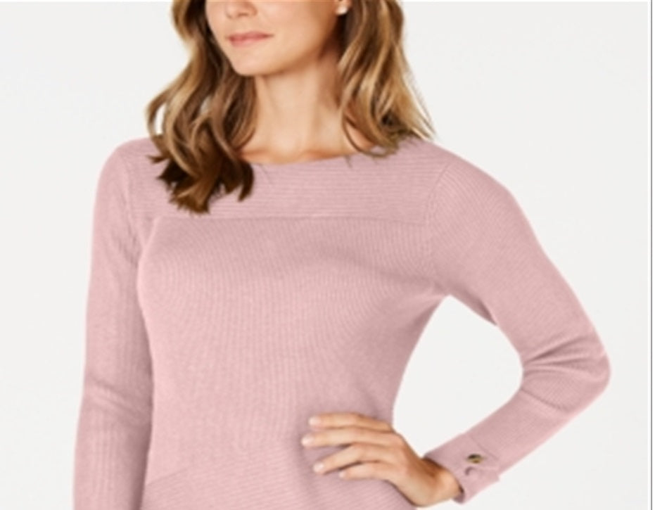 Charter Club Women's Mixed Direction Stitch Sweater Pink Size -XS