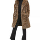 Calvin Klein Women's Leopard Duster Faux Fur Coat Brown Size XL