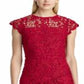 Ralph Lauren Women's Sleeveless Illusion Neckline MIDI Sheath Dress Red Size 12