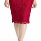 Ralph Lauren Women's Sleeveless Illusion Neckline MIDI Sheath Dress Red Size 12