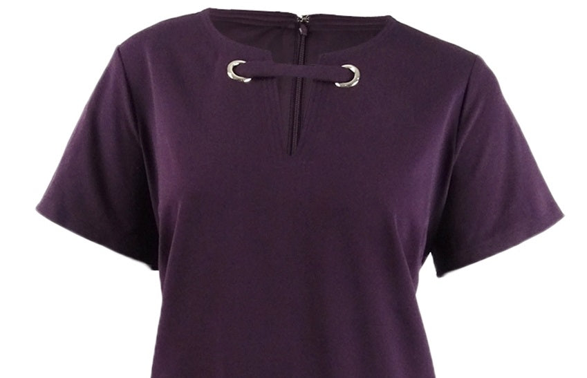 Tommy Hilfiger Women's Plus Scuba Crepe Pocket Shift Dress Purple Size 14W