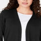 Karen Scott Women's Petite Open-Front Cardigan Deep Black Petite L