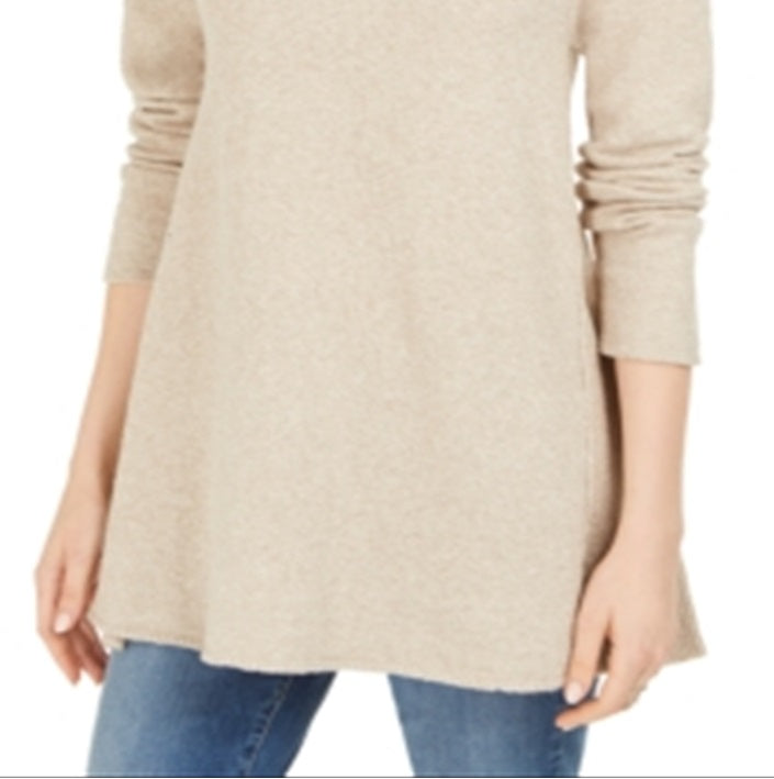 Style & Co Women's Exposed Seam Mock Neck Tunic Sweater Brown Size X-Large