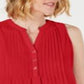 Charter Club Women's Sleeveless Pintuck Blouse Red Size X-Small