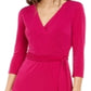 INC International Concepts Women's V Neck Knee Length Wrap Dress Pink Size Large