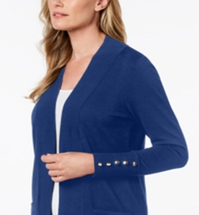 JM Collection Women's Open Front Cardigan Blue Size Medium