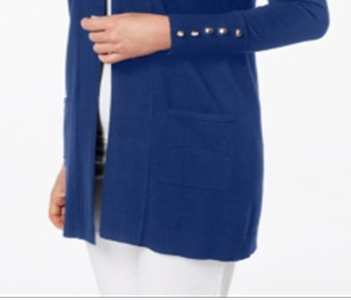 JM Collection Women's Open Front Cardigan Blue Size Medium