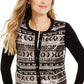 Charter Club Women's Sequined Fair Isle Cardigan Black Size Medium